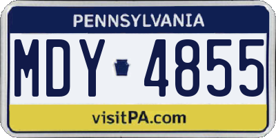 PA license plate MDY4855