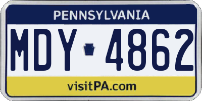PA license plate MDY4862
