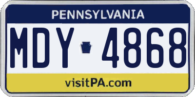 PA license plate MDY4868