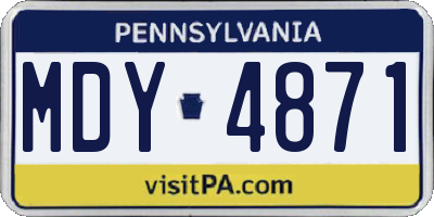 PA license plate MDY4871