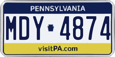 PA license plate MDY4874