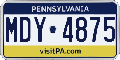 PA license plate MDY4875