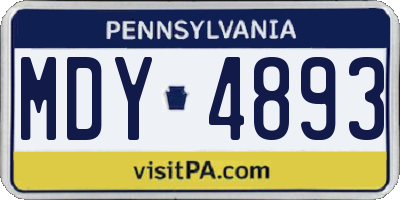 PA license plate MDY4893