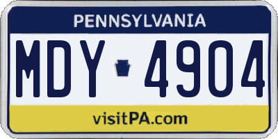PA license plate MDY4904