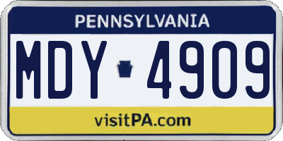 PA license plate MDY4909