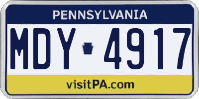PA license plate MDY4917