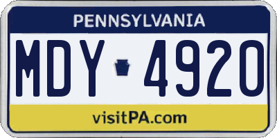PA license plate MDY4920