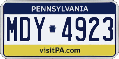 PA license plate MDY4923