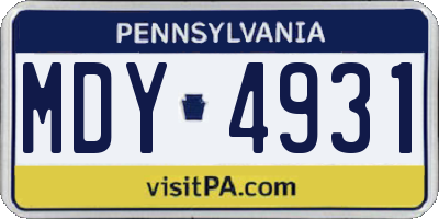 PA license plate MDY4931