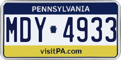 PA license plate MDY4933