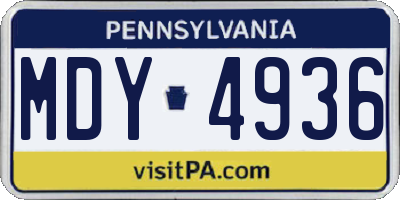 PA license plate MDY4936