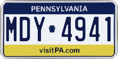PA license plate MDY4941