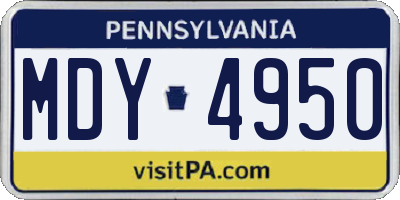 PA license plate MDY4950