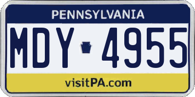 PA license plate MDY4955