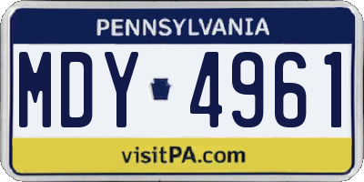 PA license plate MDY4961