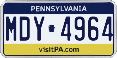 PA license plate MDY4964