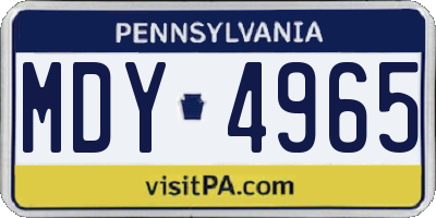 PA license plate MDY4965