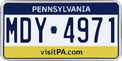 PA license plate MDY4971