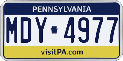 PA license plate MDY4977