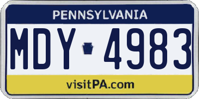 PA license plate MDY4983