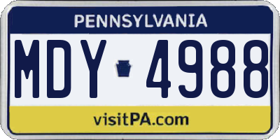 PA license plate MDY4988