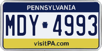 PA license plate MDY4993