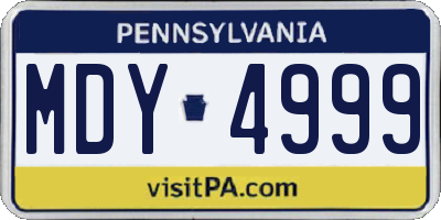 PA license plate MDY4999