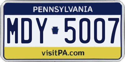 PA license plate MDY5007