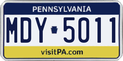 PA license plate MDY5011