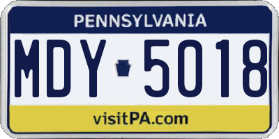 PA license plate MDY5018