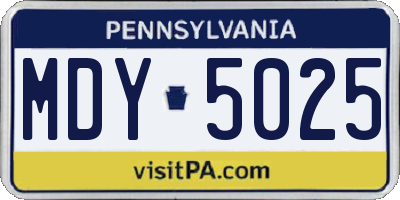 PA license plate MDY5025