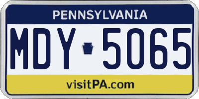 PA license plate MDY5065