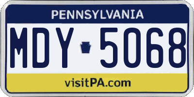 PA license plate MDY5068
