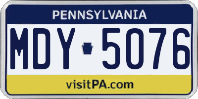 PA license plate MDY5076