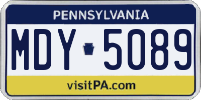 PA license plate MDY5089