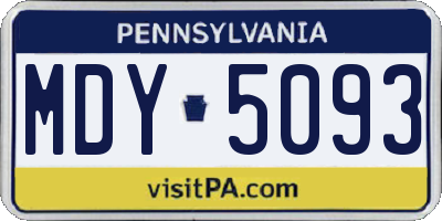 PA license plate MDY5093