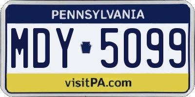PA license plate MDY5099