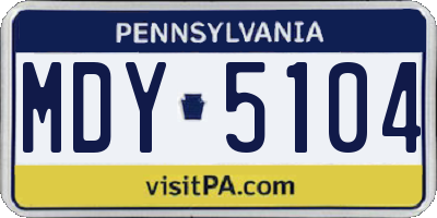 PA license plate MDY5104