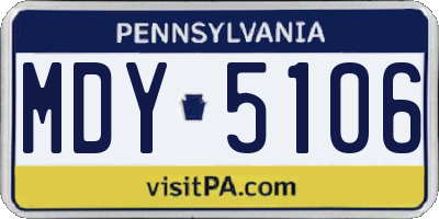 PA license plate MDY5106
