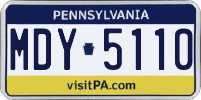PA license plate MDY5110