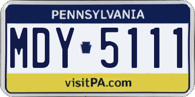 PA license plate MDY5111