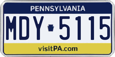 PA license plate MDY5115