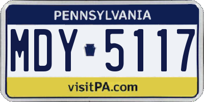 PA license plate MDY5117
