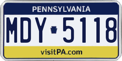 PA license plate MDY5118