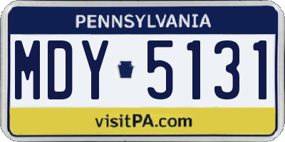 PA license plate MDY5131