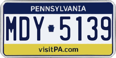 PA license plate MDY5139