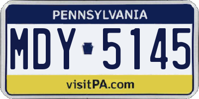 PA license plate MDY5145
