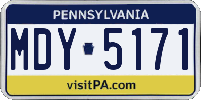 PA license plate MDY5171