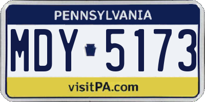 PA license plate MDY5173