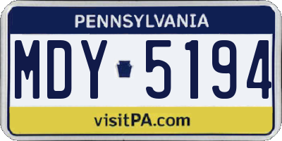 PA license plate MDY5194